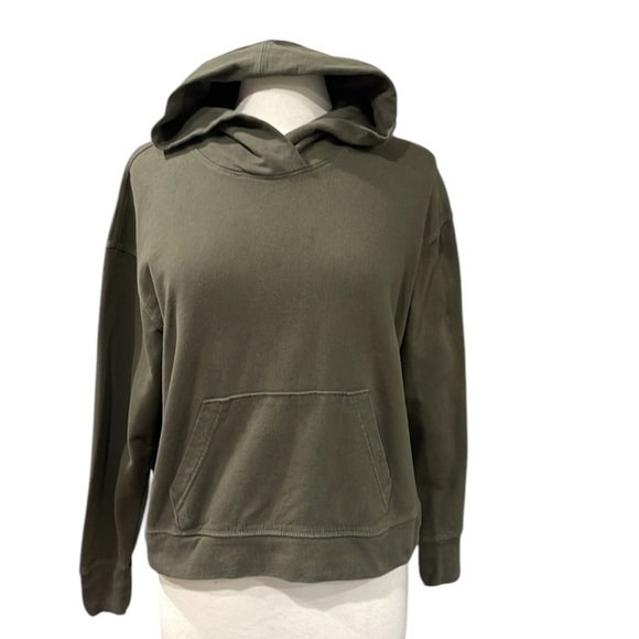 James Perse Cropped Hoodie SZ S 1 Olive Green - Picture 2 of 8